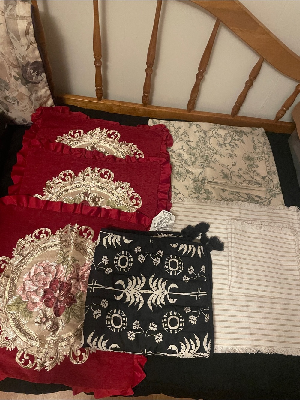 Assorted Decorative Throw Pillows Covers - Red, Black, Cream, Floral